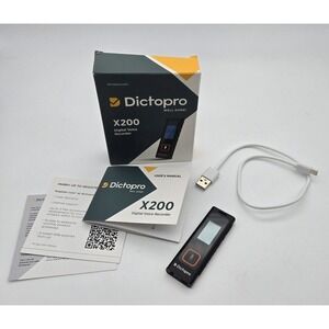 Dictopro X200 Digital Voice Recorder Manual Micro USB Portable Audio Device Used